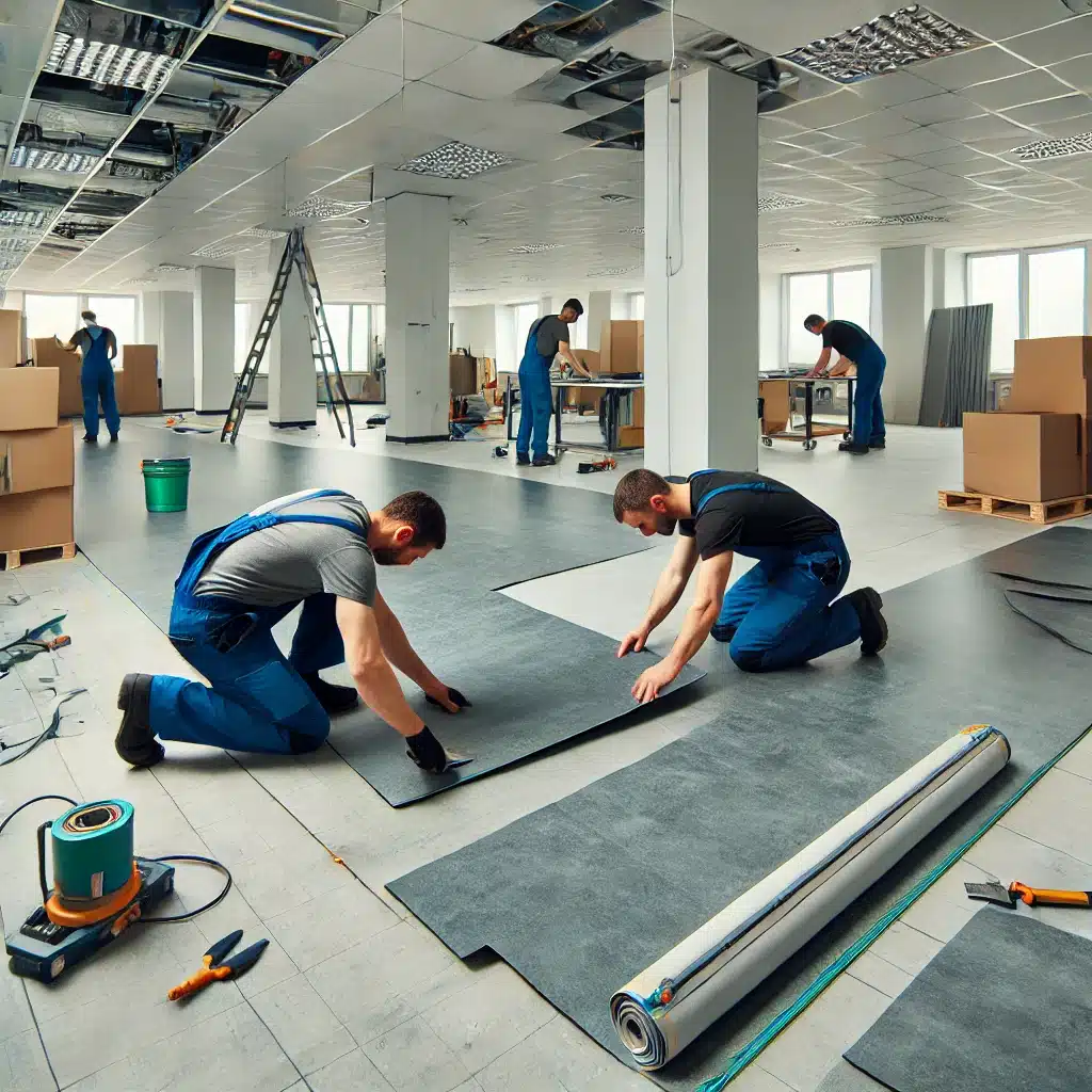 монтаж линолеума